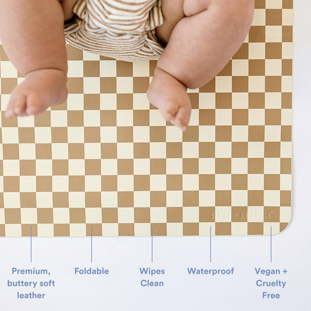 AVA + OLIVER mocha checker changing mat in Mocha Checker color for daily use.