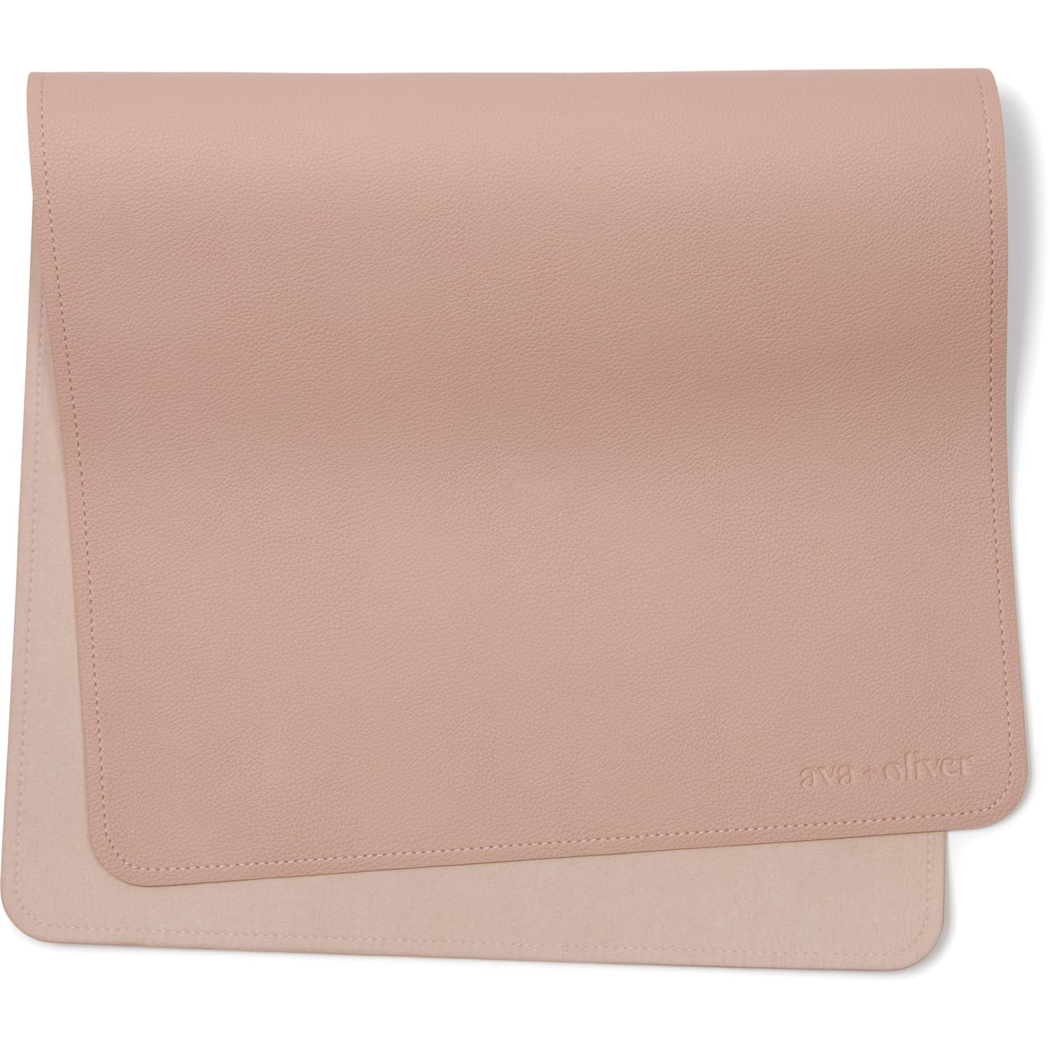 AVA + OLIVER vegan leather baby changing mat pink sand folded for travel convenience