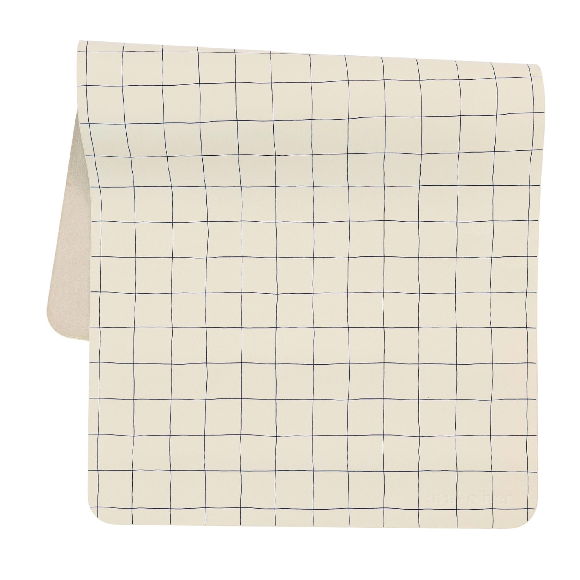 Ava + Oliver vegan leather changing mat blue check flatlay for everyday baby changes