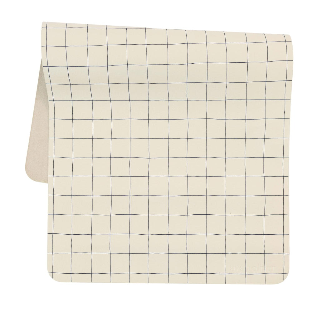Ava + Oliver vegan leather changing mat blue check flatlay for everyday baby changes