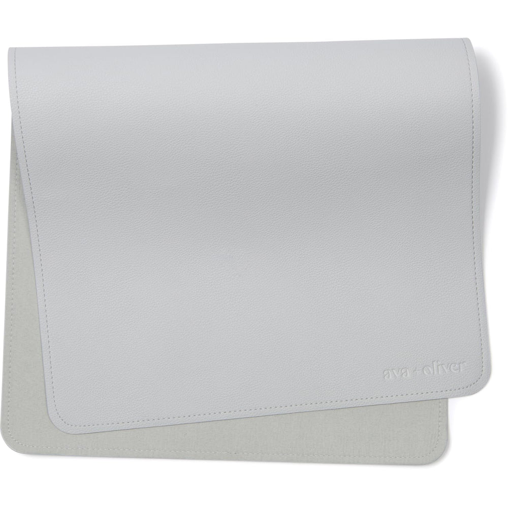 AVA + OLIVER vegan leather changing mat blue folded for easy transport