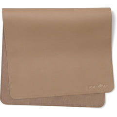 AVA OLIVER vegan leather changing mat in taupe is easy to wipe clean for on-the-go diaper changes.