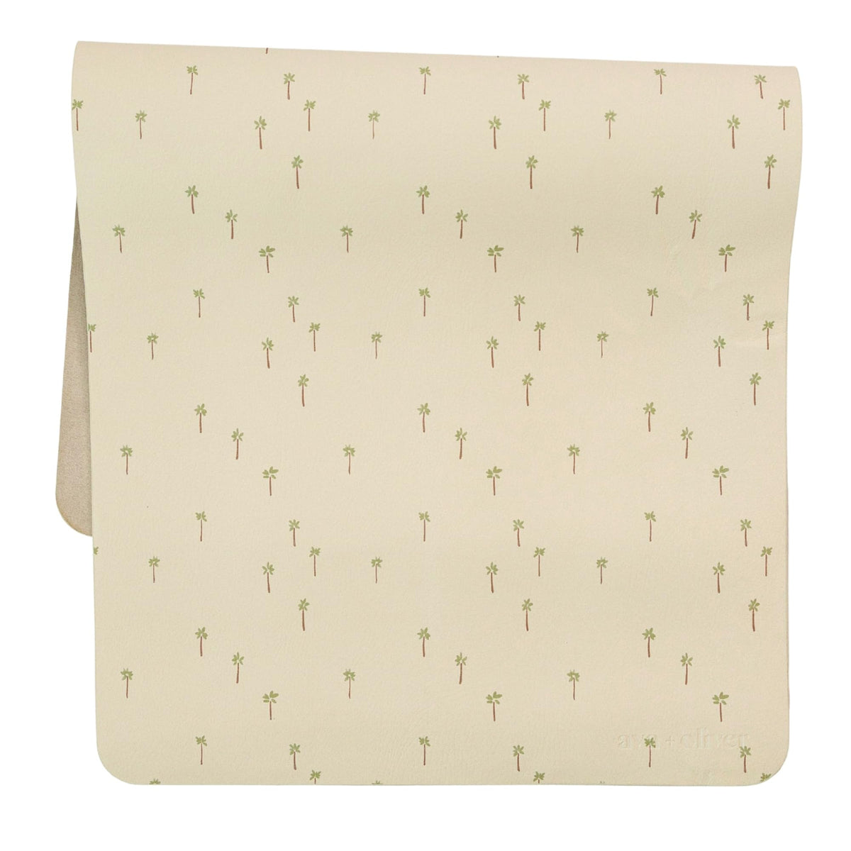 AVA + OLIVER vegan leather changing mat palm trees texture for comfortable, on-the-go diaper changes.