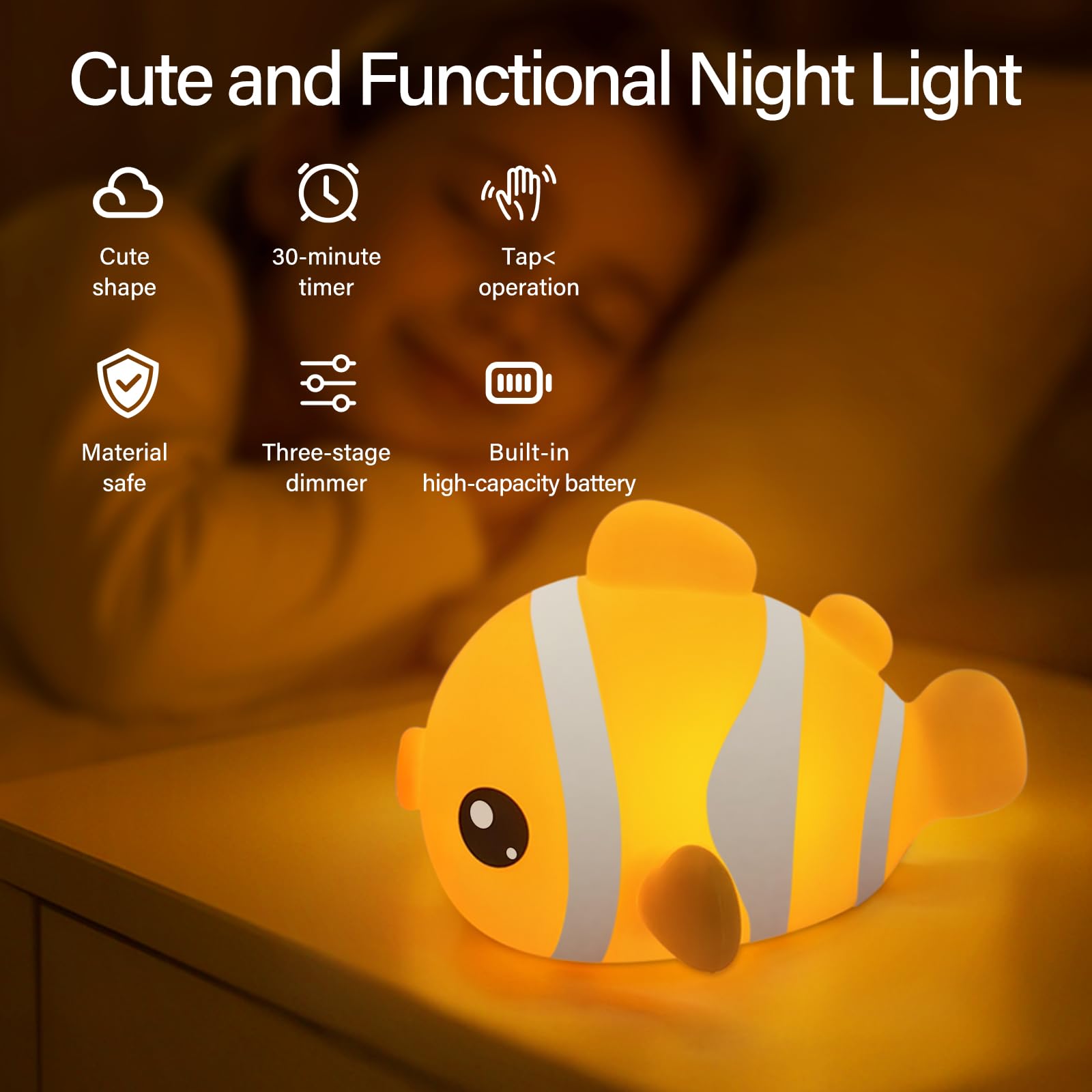 AVACOM night light demonstrating touch-control brightness for easy adjustments.