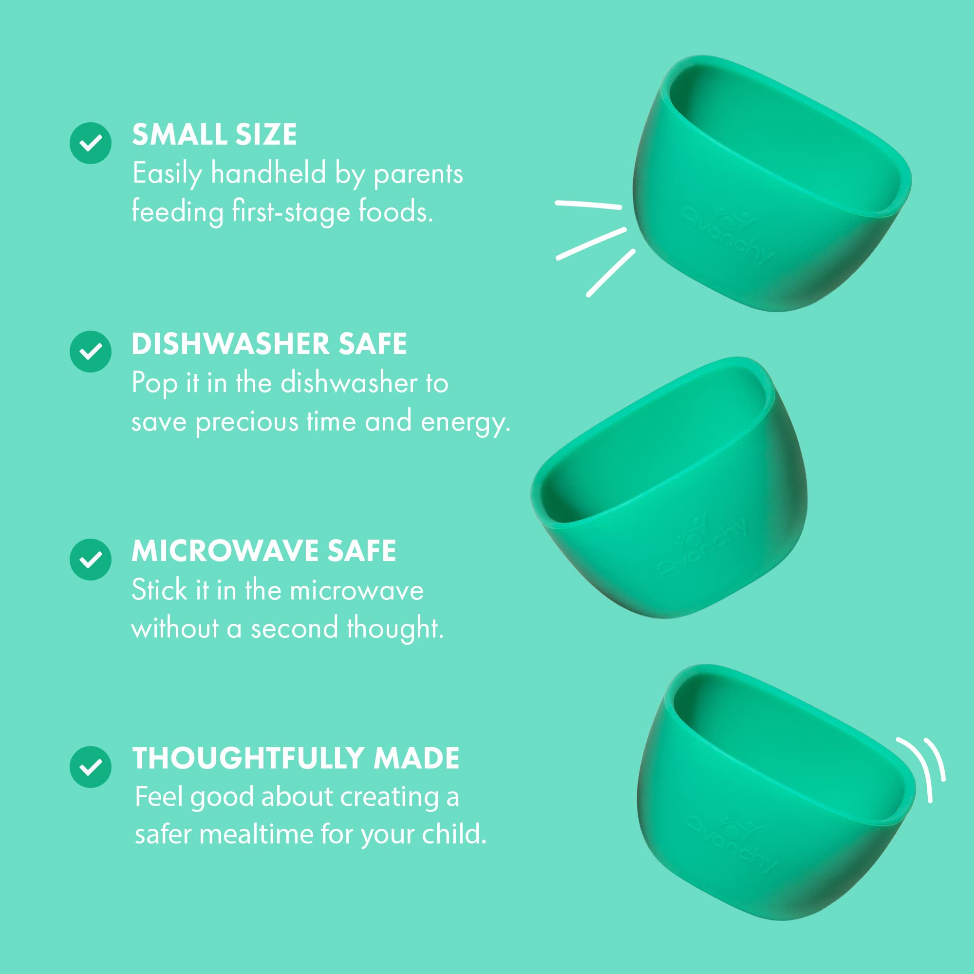 Avanchy baby bowls easy-grip design supports little hands during feeding.
