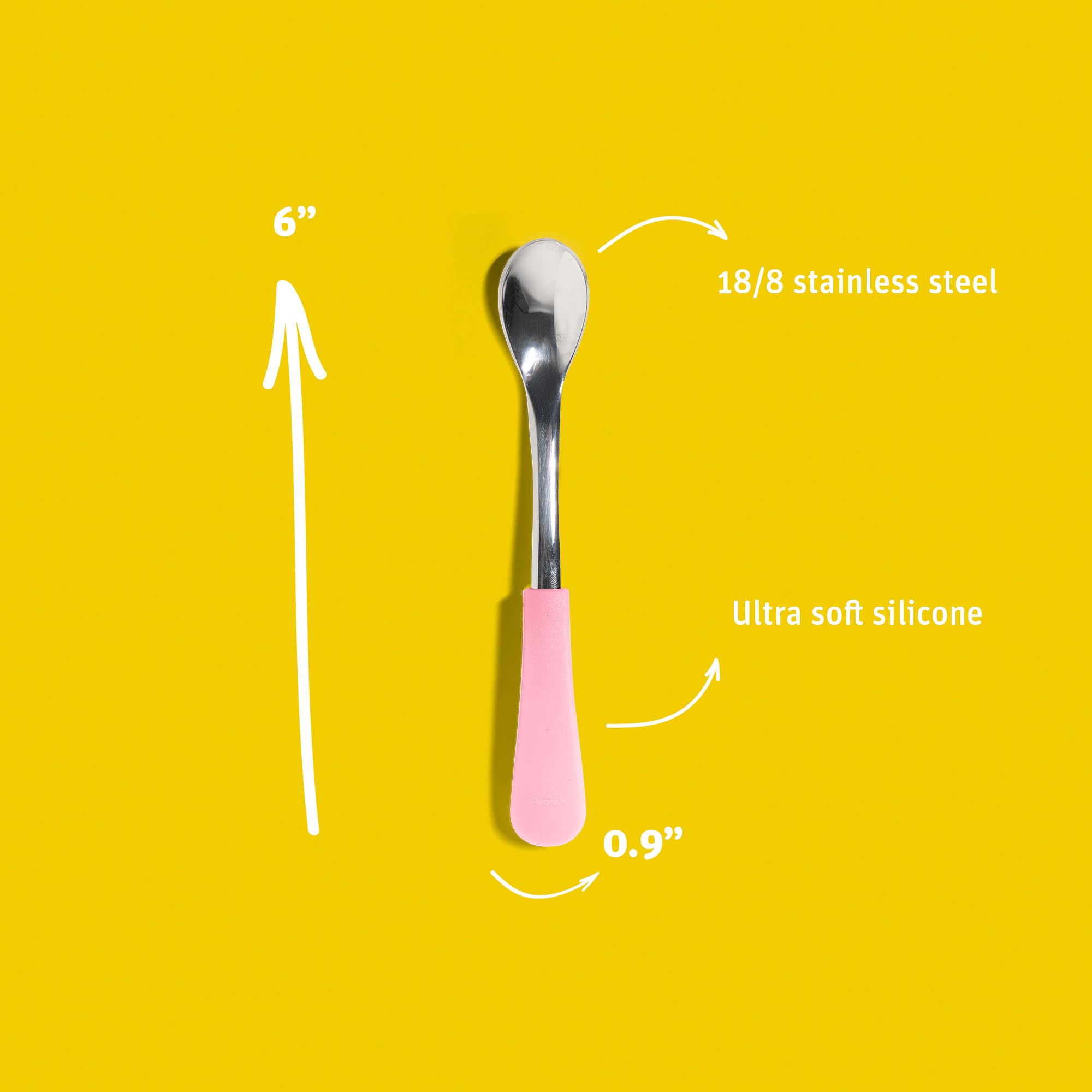 Avanchy infant spoons long-handled feeding setup reduces caregiver strain.
