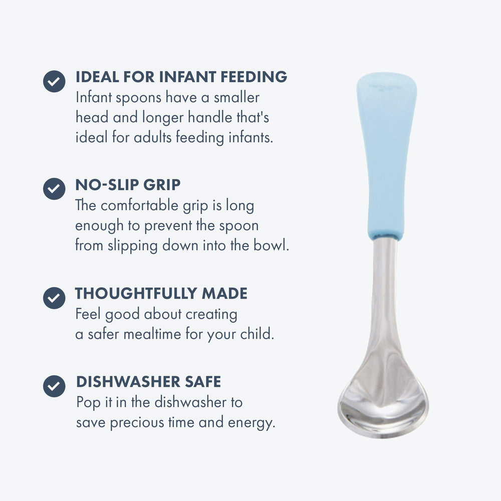 Avanchy infant spoons thin scoop fits tiny mouths for first solids.