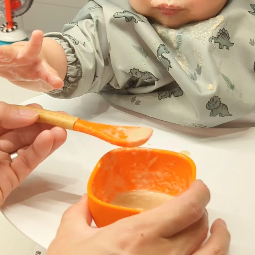 Avanchy mini prep bowl yellow baby mealtime scene shows portioned foods.