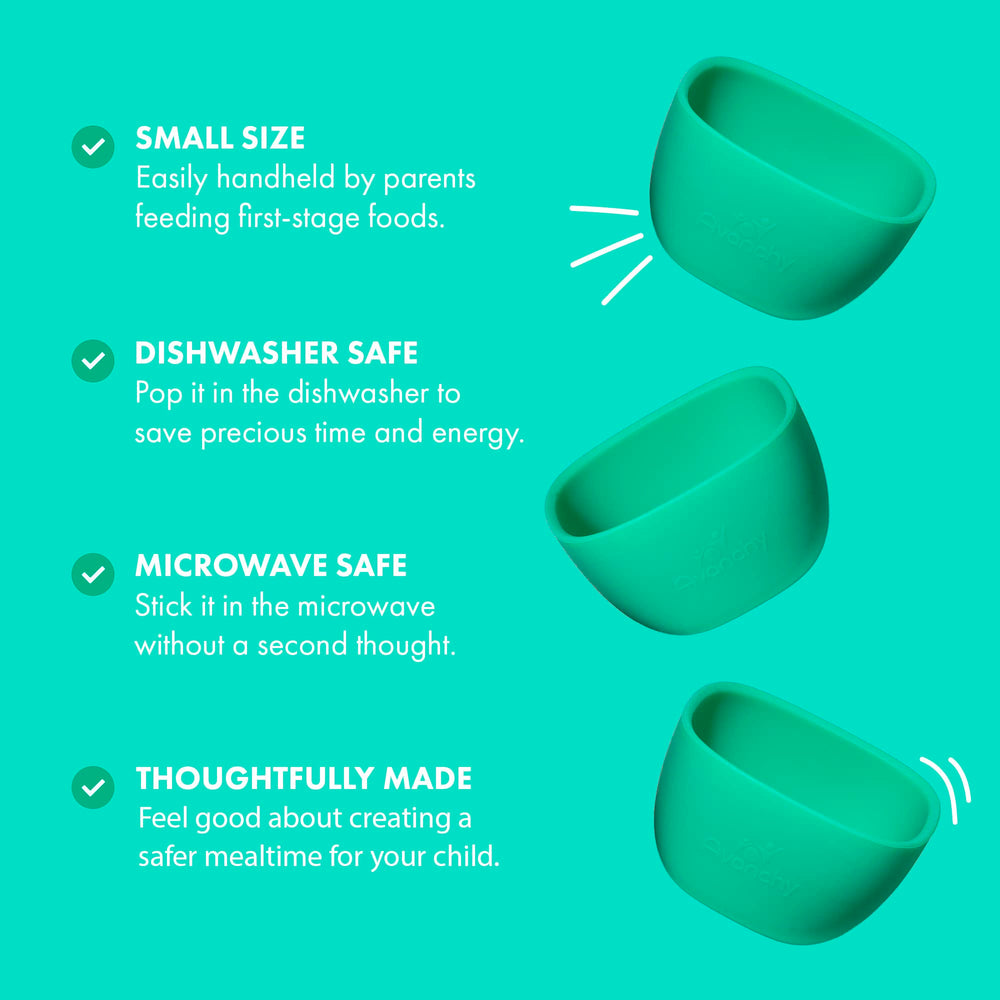 Avanchy mini prep bowl yellow rounded edge aids comfortable self-feeding.
