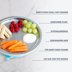 Avanchy Open Baby Plates show removable suction ring for growing children.