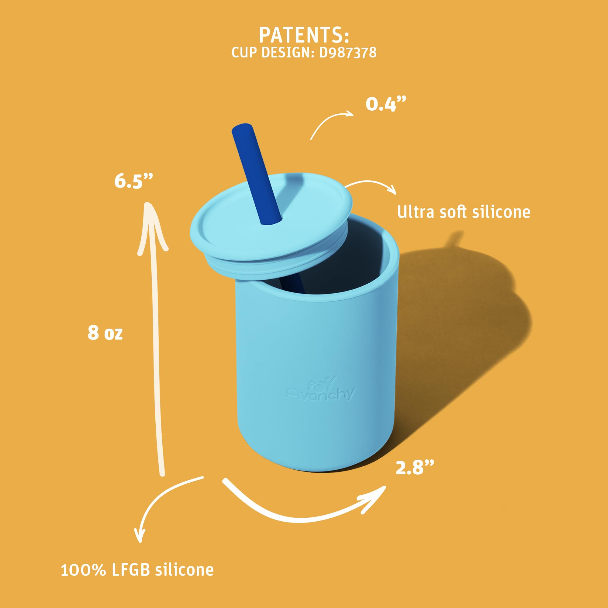 Avanchy sippy cup with ergonomic handle supports little hands.