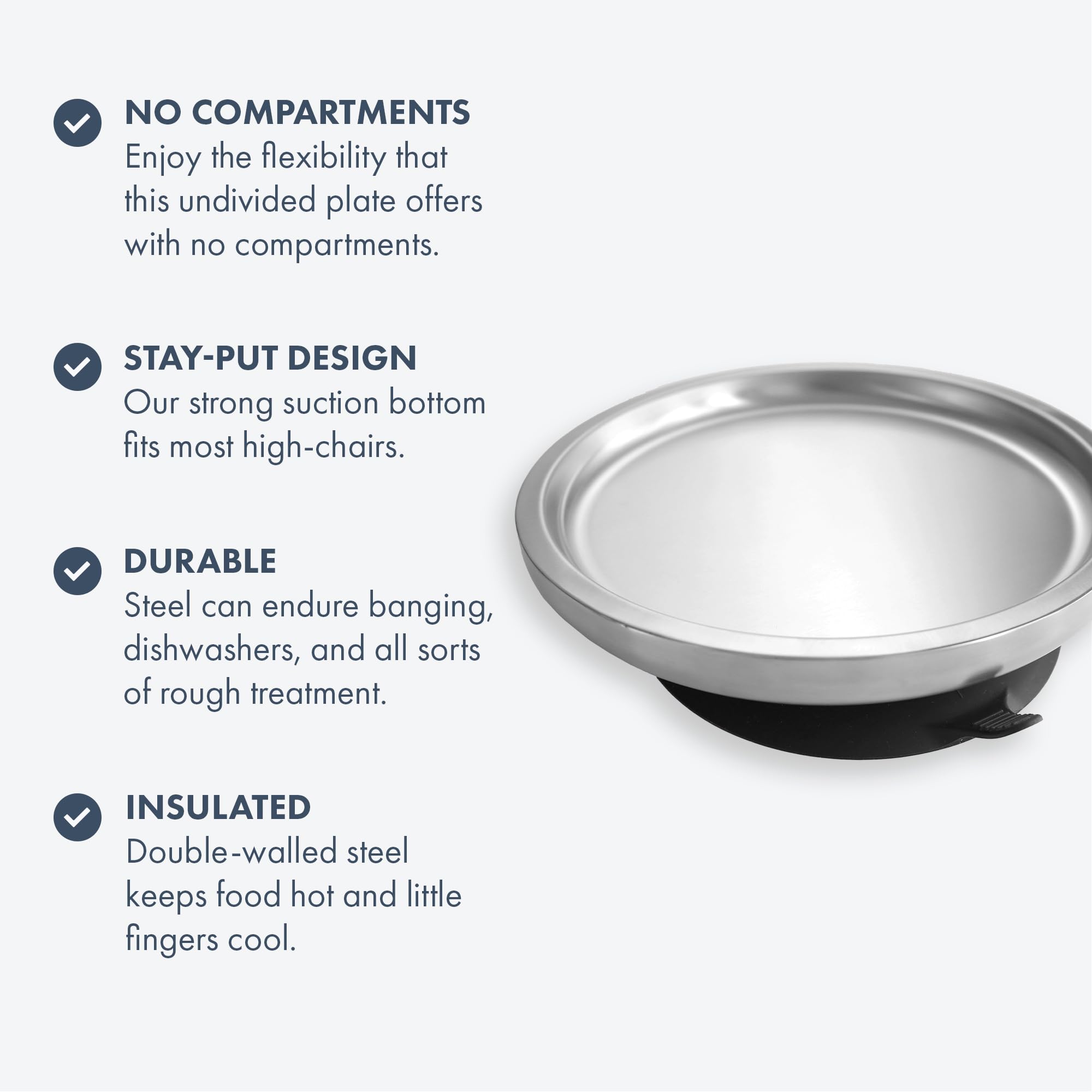 Avanchy stainless steel plate blue heavy-duty dinnerware for daily use.