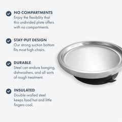 Avanchy stainless steel plate blue heavy-duty dinnerware for daily use.