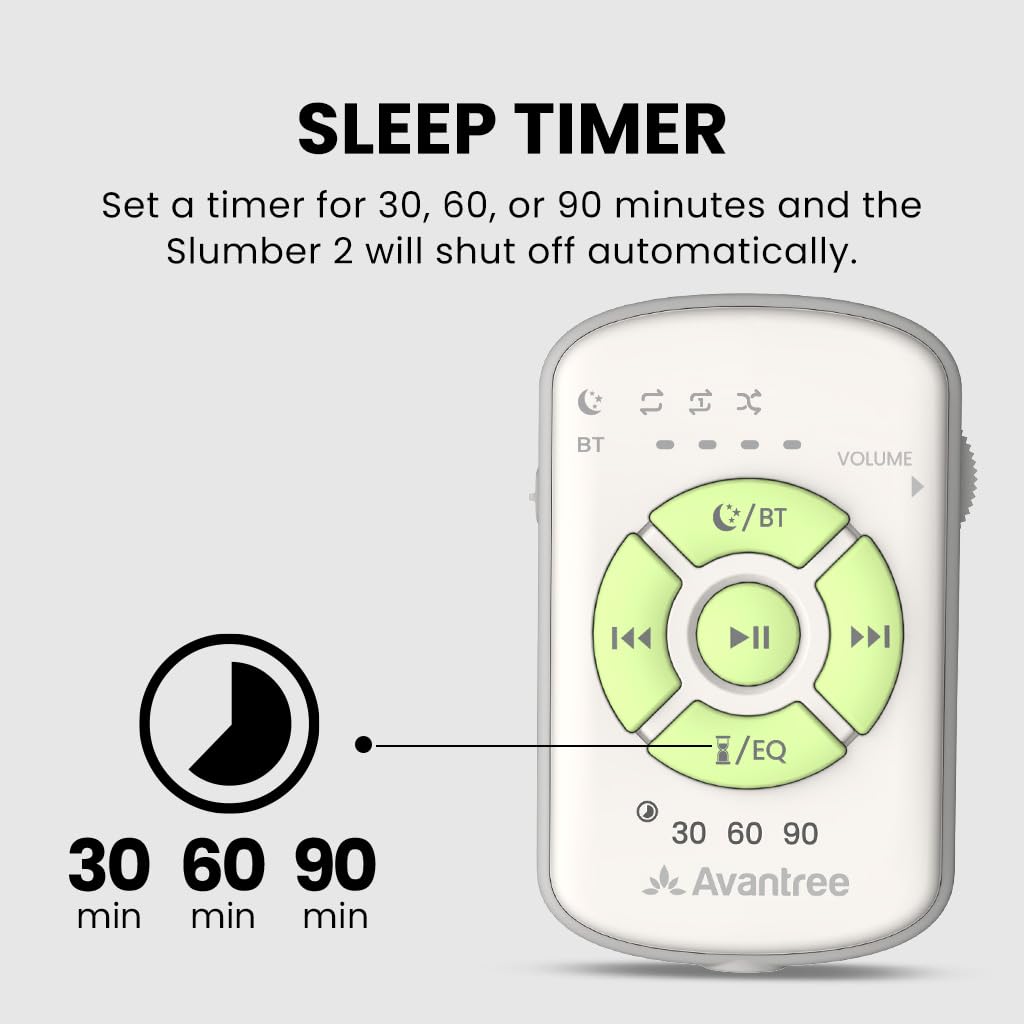 Avantree Slumber 2 built-in white noise for bedtime ambiance