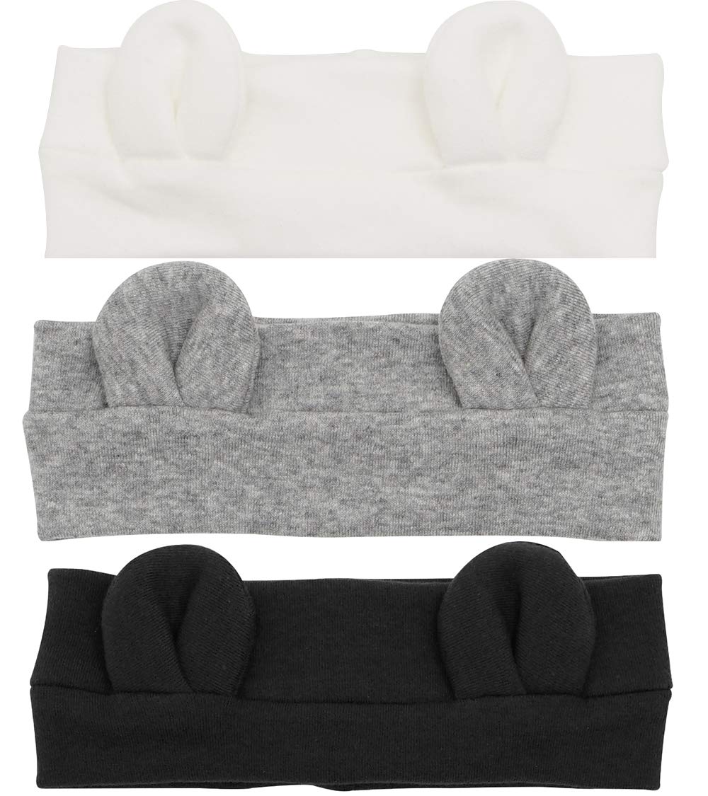 AVAUMA baby headbands bow turban in white bear style with ultra-soft cotton for delicate skin.