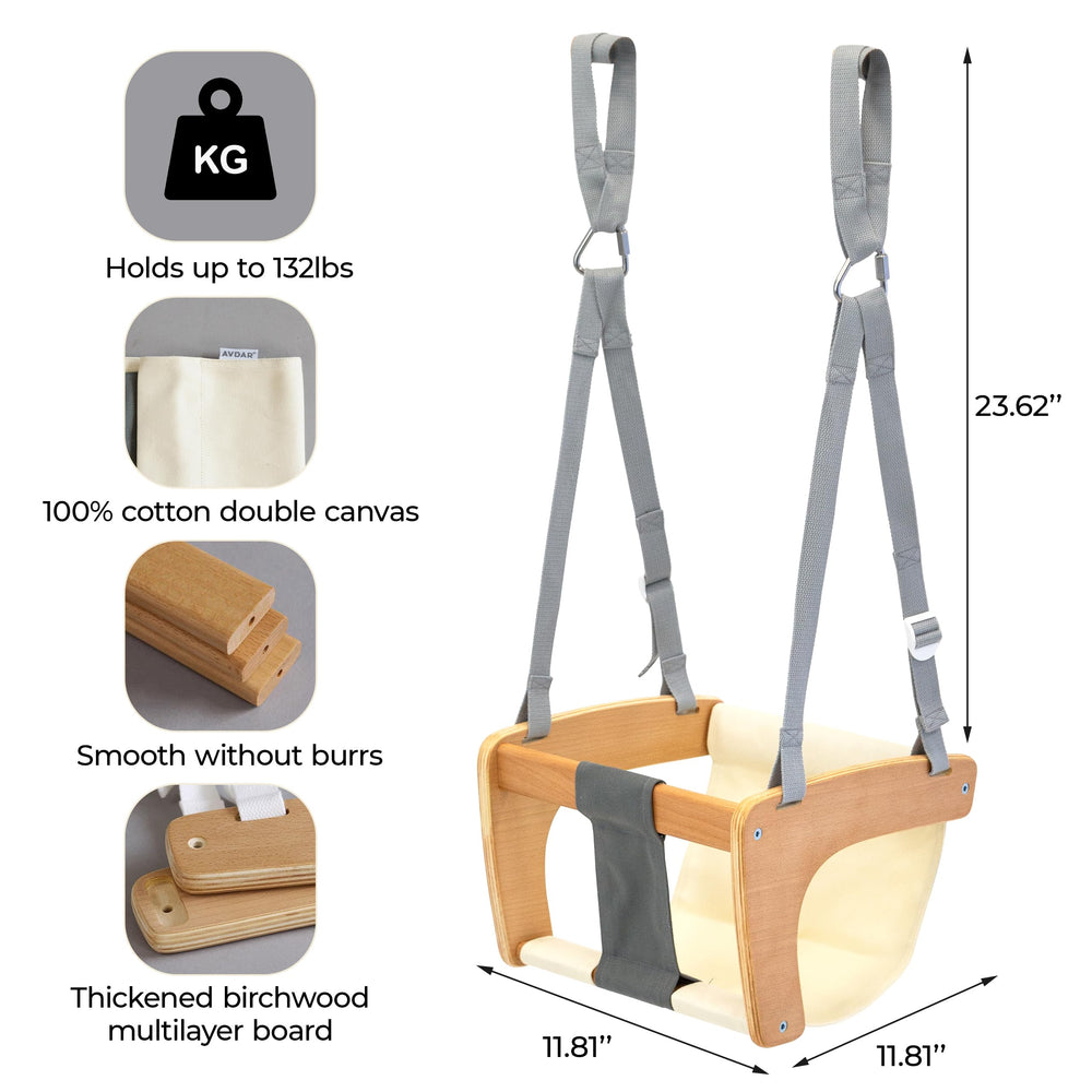 AVDAR swing chair in a living room setup for safe, cozy movement