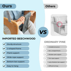 Spine-protecting backrest on AVDAR swing supports growing spines during gentle use