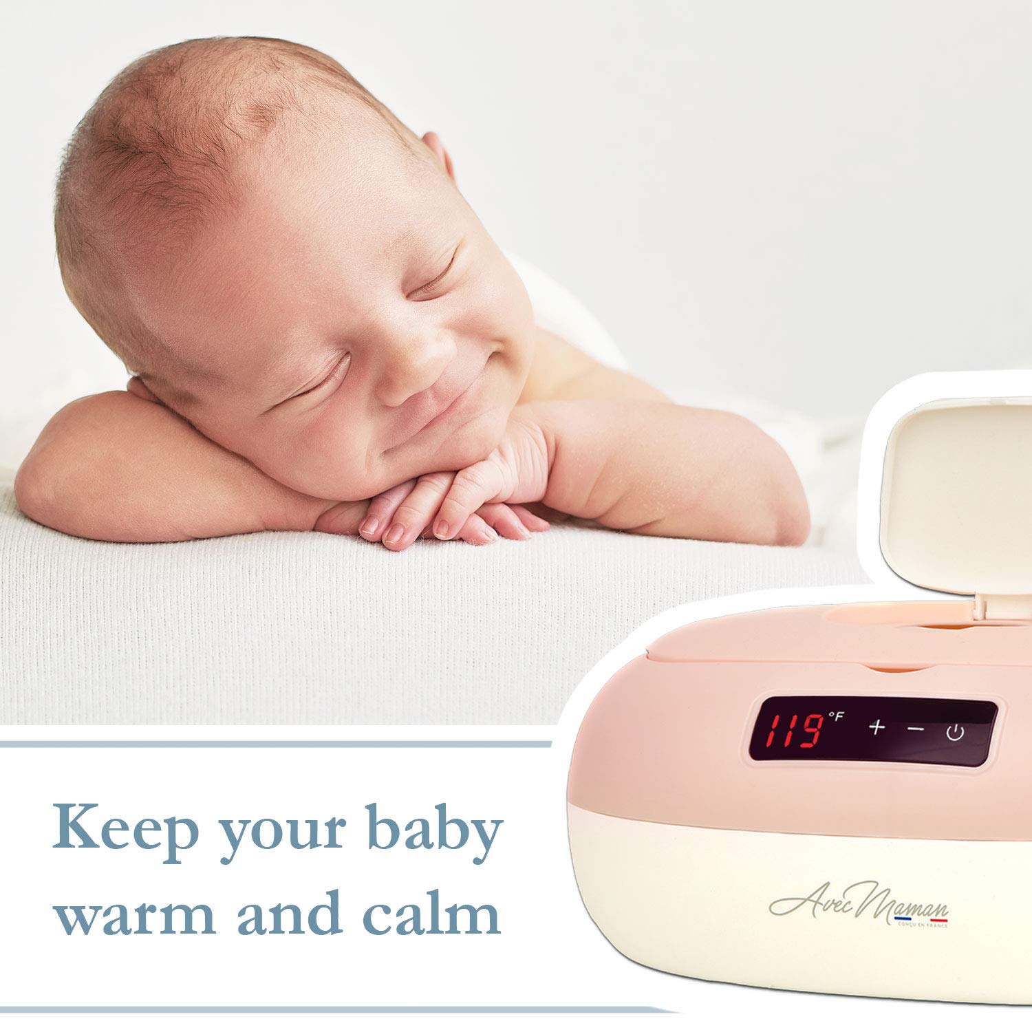Avec Maman La Caresse wipe warmer adjustable heat for customizable warmth