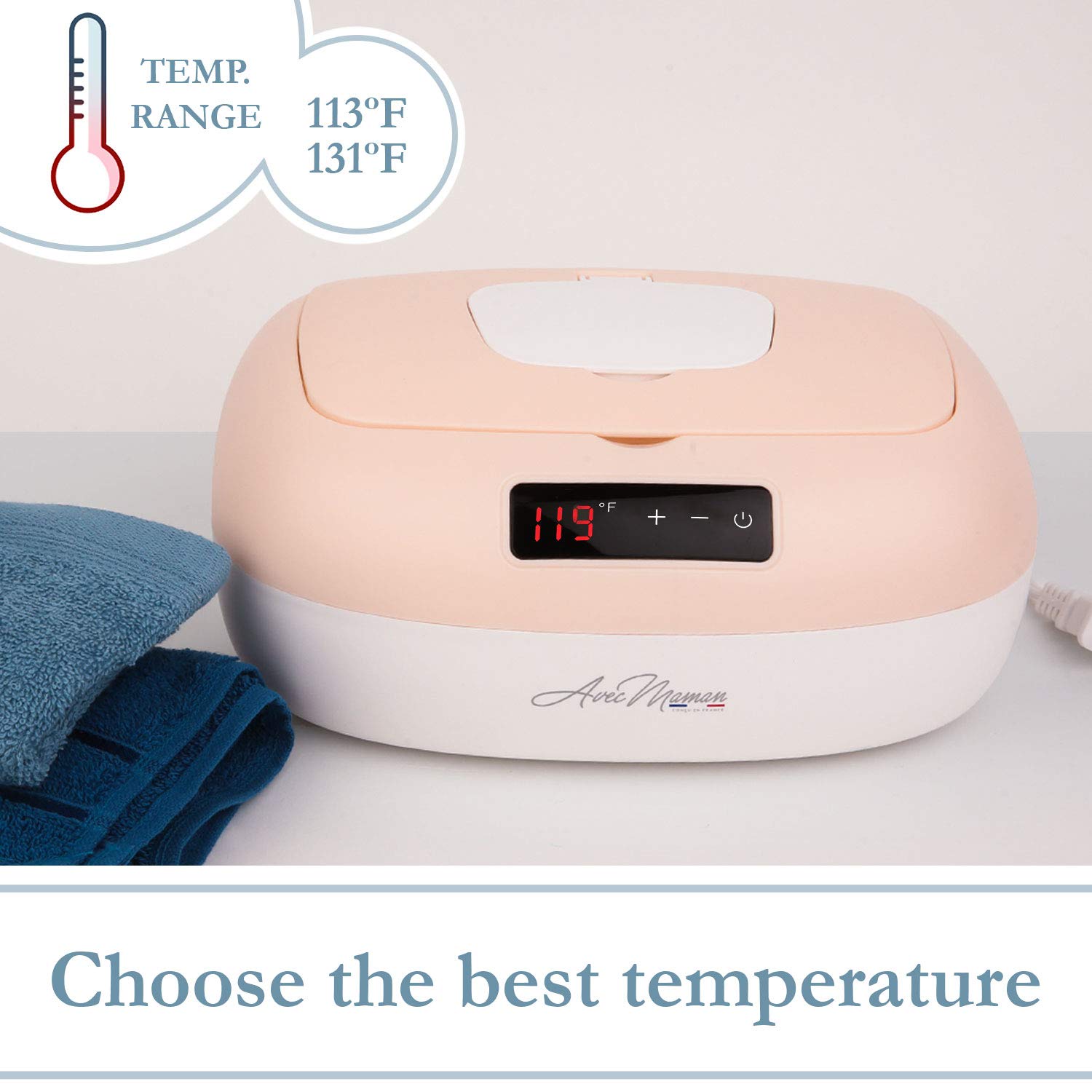 Avec Maman La Caresse wipe warmer safety design featuring fireproof construction