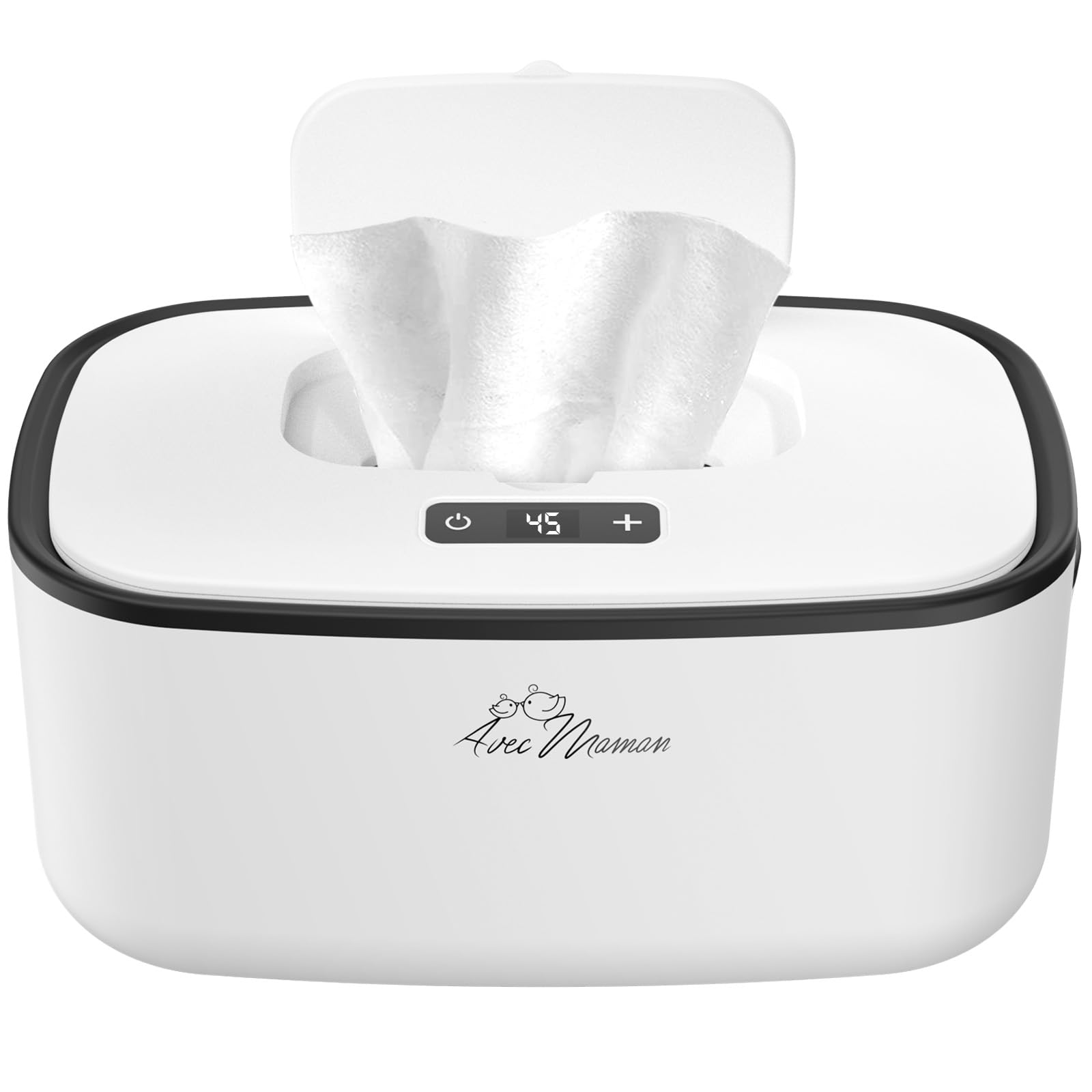 Avec Maman S1 wipe warmer with digital display for precise temperature control.