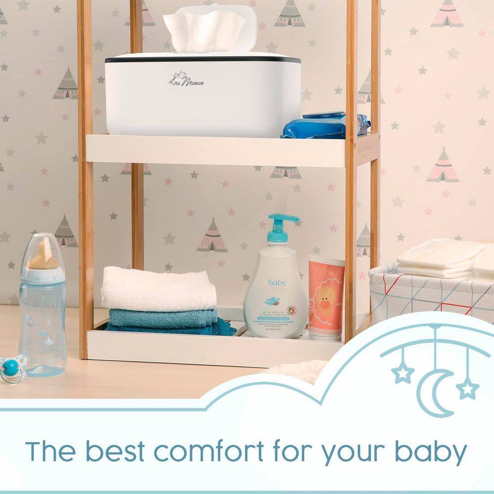 Avec Maman S1 white wipe warmer fits nursery decor and daily diaper changes.