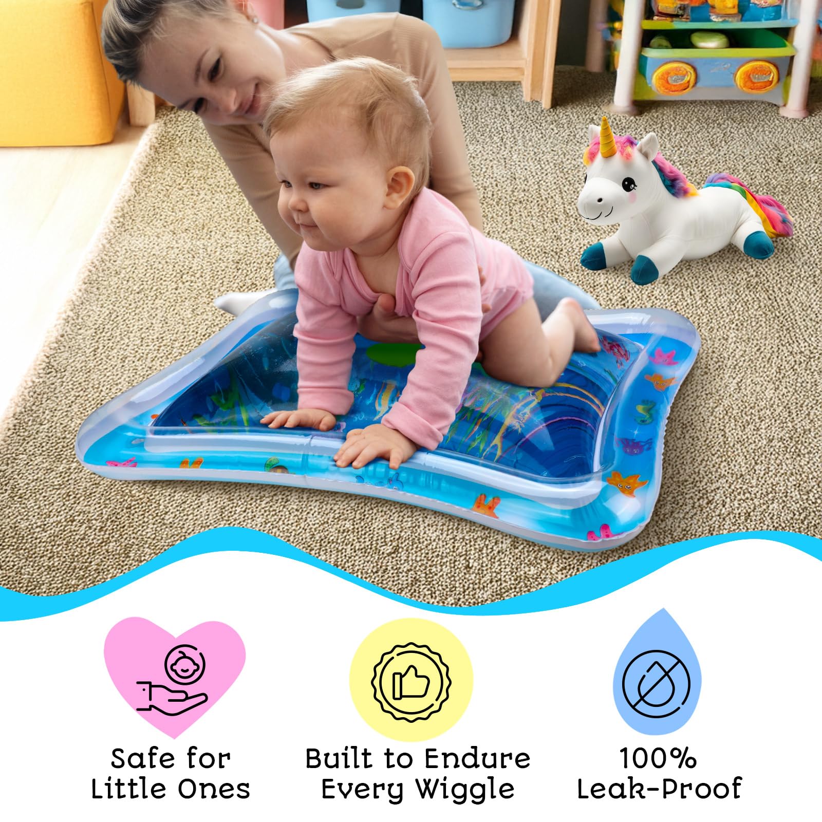 Simple setup: center water fill and outer ring inflation for quick play