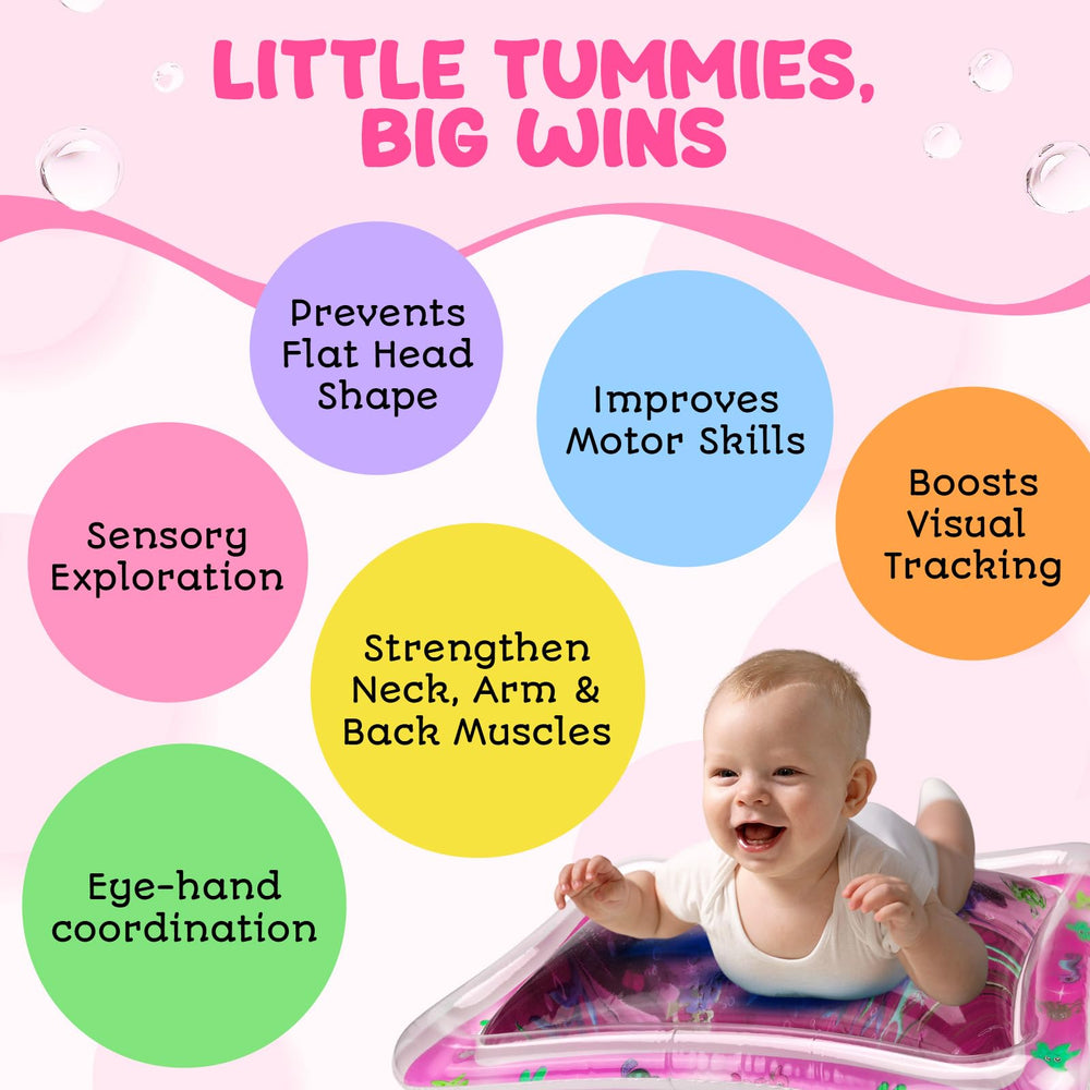 AVEC MAMAN Pink water mat designed for babies 3-12 months with BPA-free safety