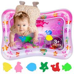 AVEC MAMAN Tummy Time Water Mat pink inflated ring ready for tummy time play, safe exploration