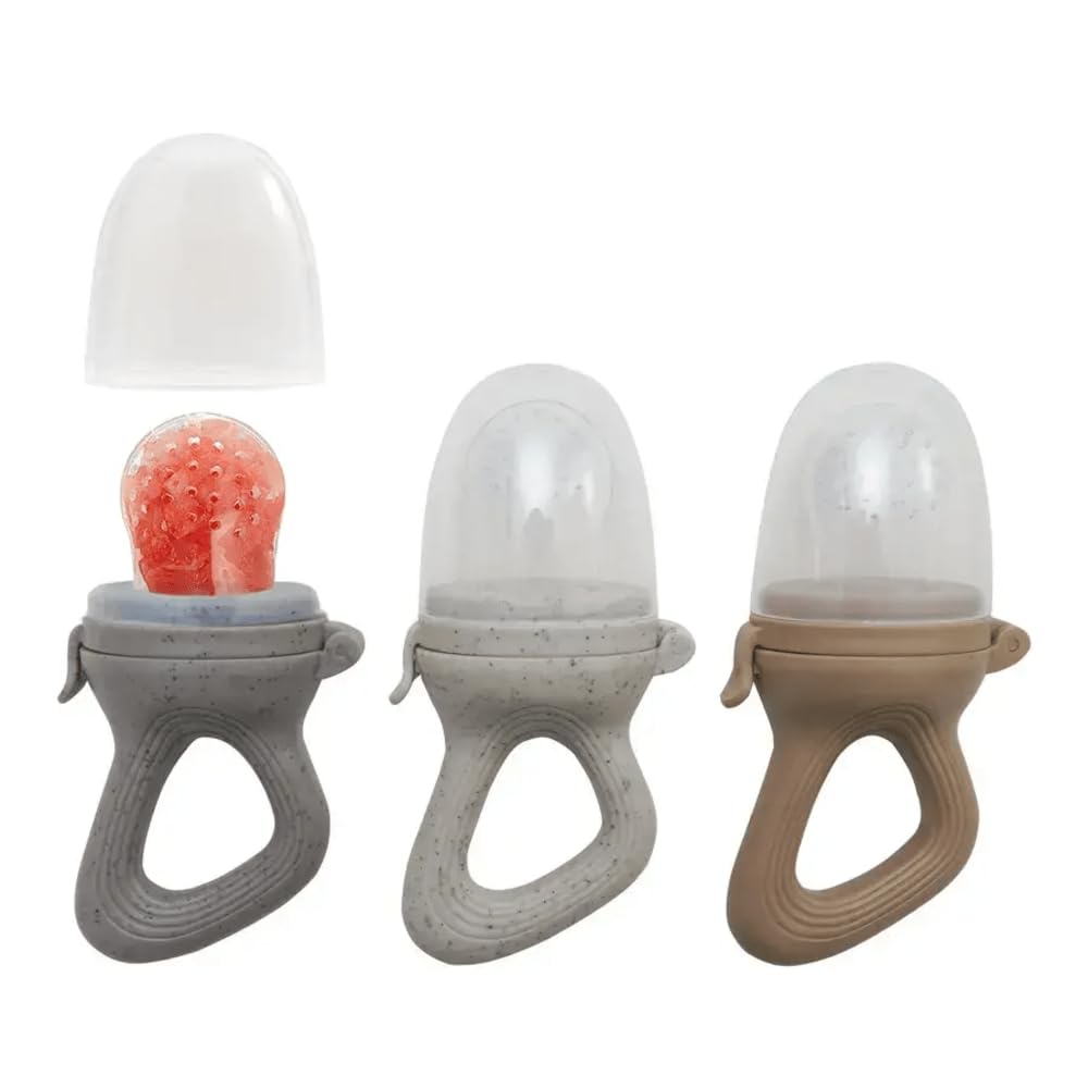 Avee & Co secure clip beige pouch image emphasizes mess-free feeding