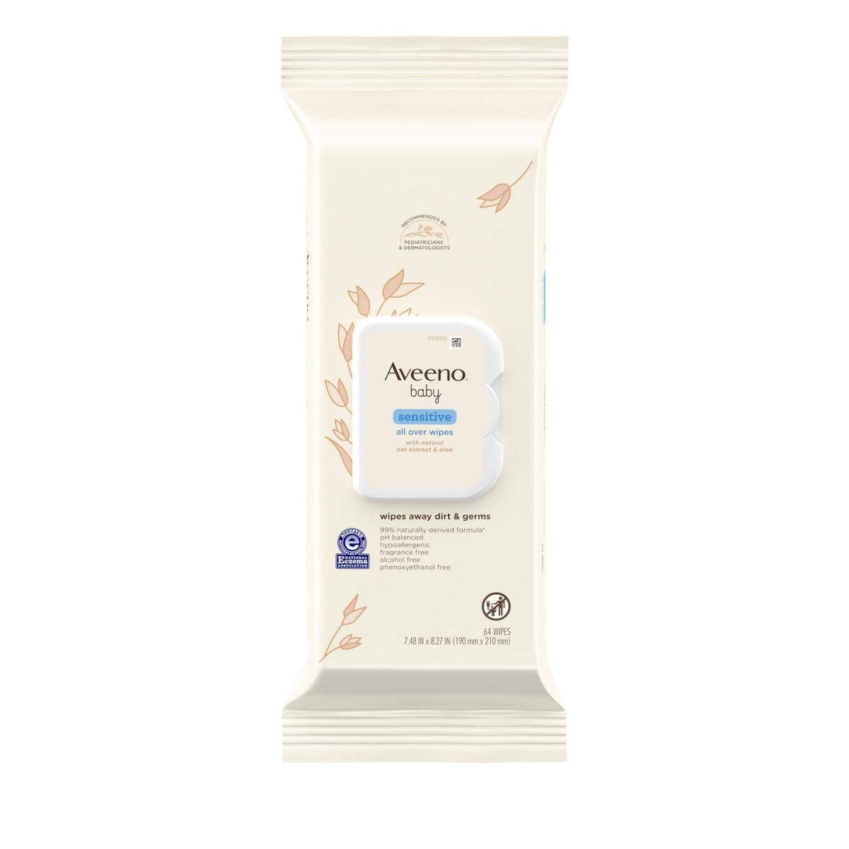Aveeno Baby Sensitive All Over Wipes pack—the resealable, fragrance-free option for gentle cleansing.