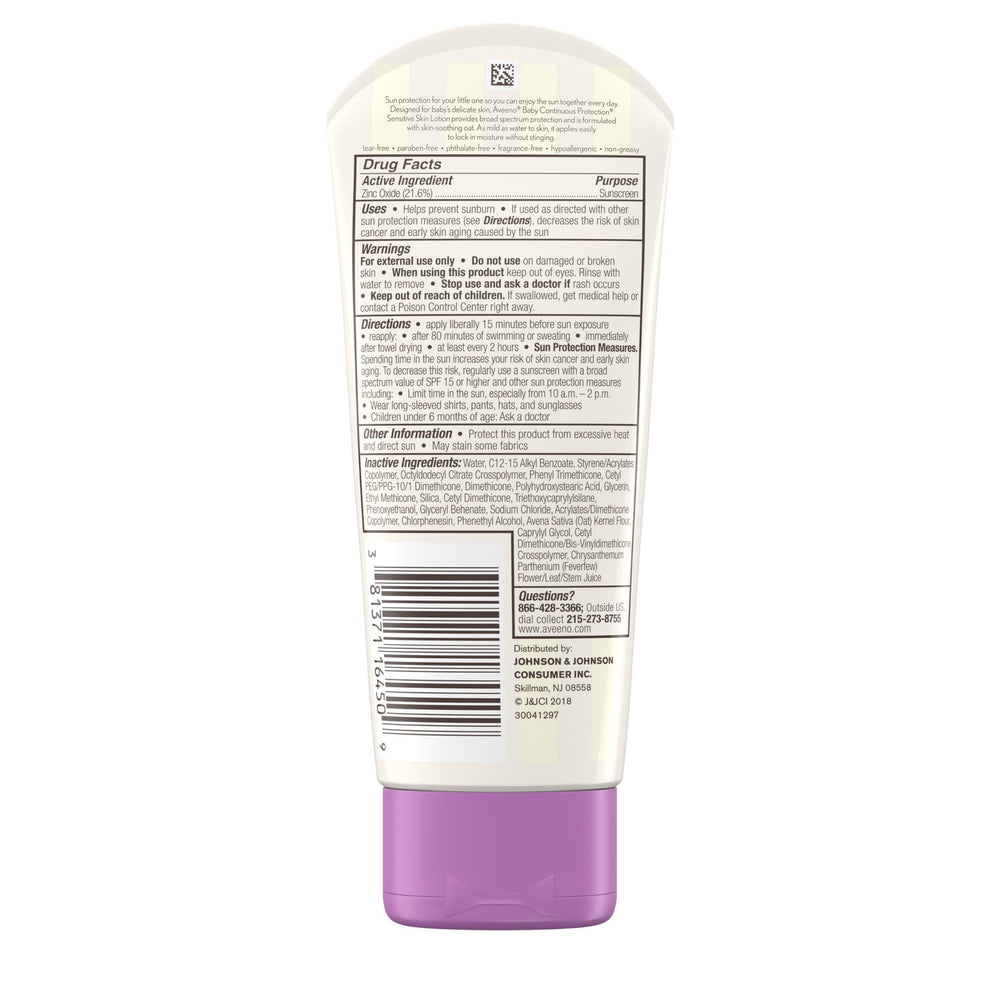 Aveeno Baby broad spectrum protection covers UVA and UVB rays.