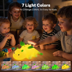 AVEKI dragon night light silicone close-up shows BPA-free, soft-touch material safe for play.