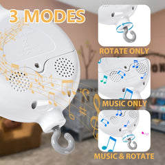 Avelin Baby Mobile Music Box shows the three-mode switch for flexible soothing