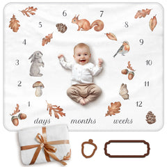 Avenlo milestone blanket woodland-animals: neutral backdrop for monthly baby photos.