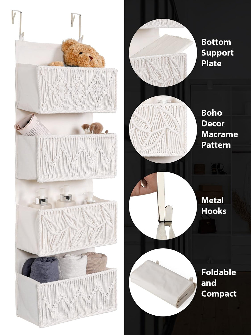 Avidanza bathroom-decor organizer blends boho style with practical storage.