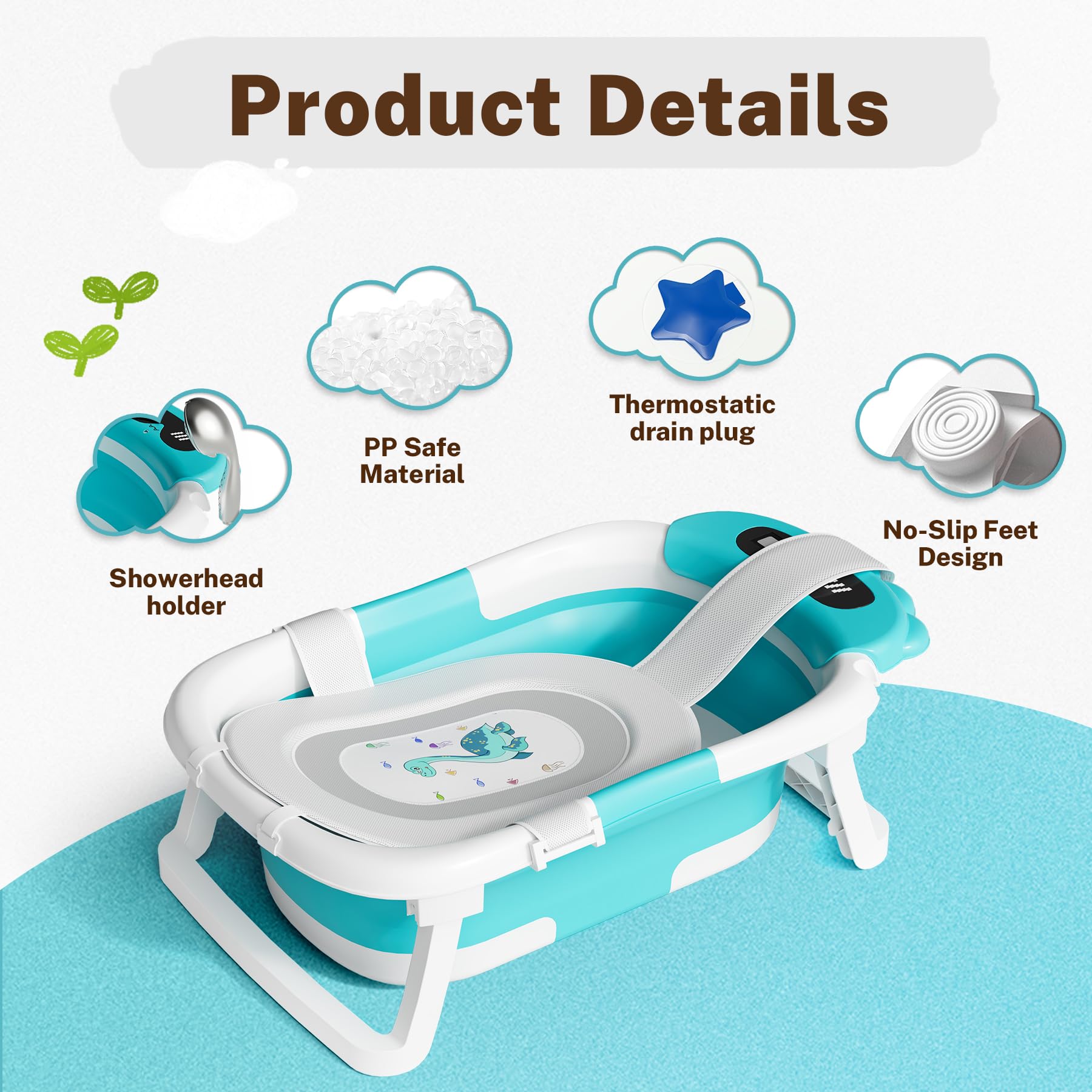 AVIDOR Baby Bathtub collapsible closed compact storage after use