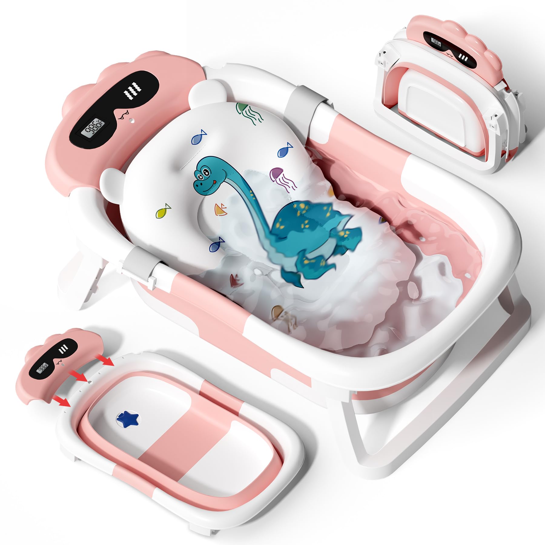 AVIDOR baby bathtub folded for space-saving storage and quick setup.