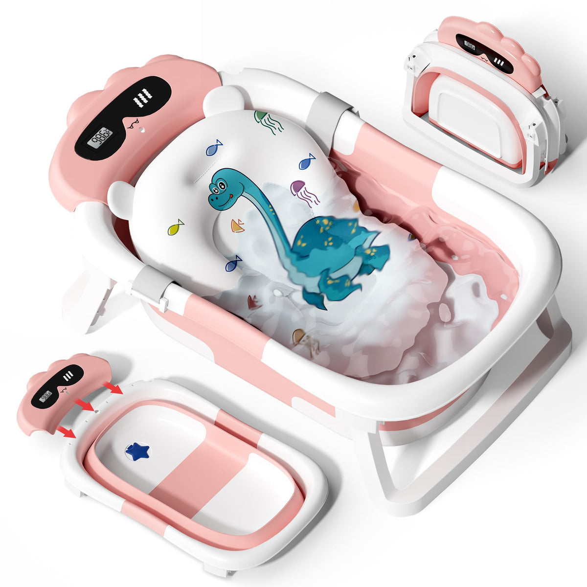 AVIDOR baby bathtub folded for space-saving storage and quick setup.