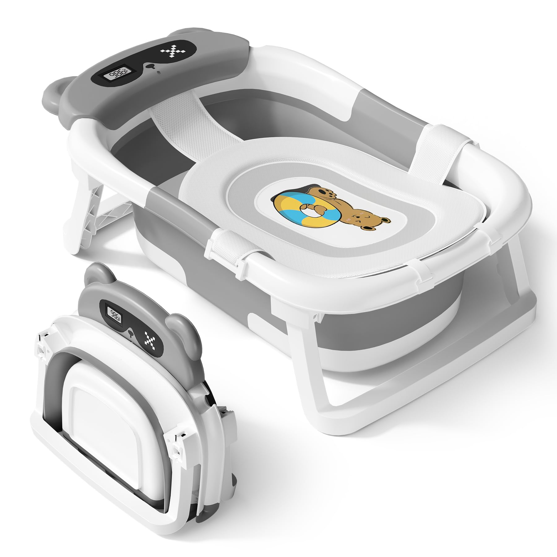 AVIDOR Baby Bathtub foldable design for compact storage and travel convenience.