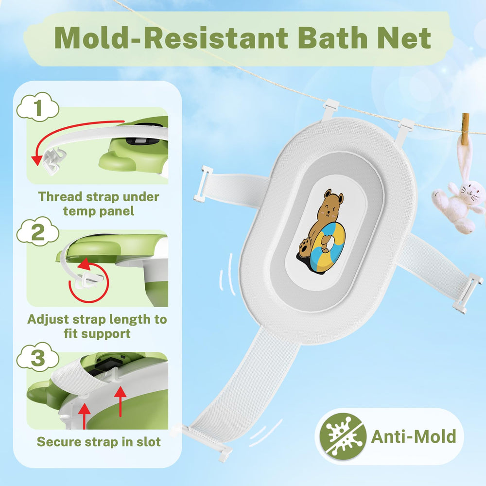 AVIDOR baby bathtub folded-compact demonstrates easy storage for travel and quick cleanup