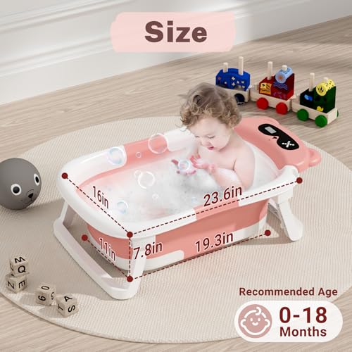 AVIDOR Baby Bathtub folded for compact storage beside sink