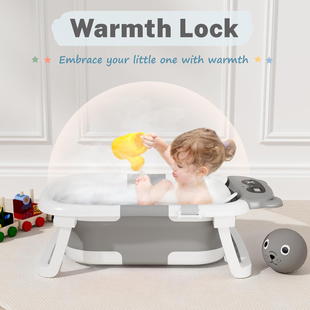 AVIDOR Baby Bathtub grey color complements modern bathrooms and travel gear.