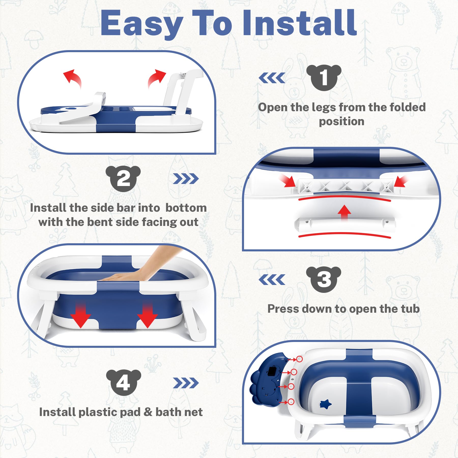 AVIDOR baby bathtub non-slip-feet keeps the setup stable.