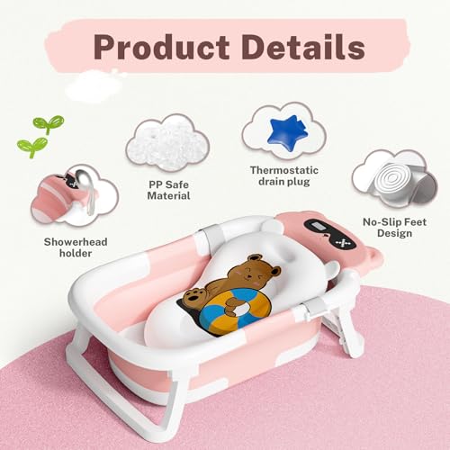 AVIDOR Baby Bathtub with soft cushion interior for cozy bath support