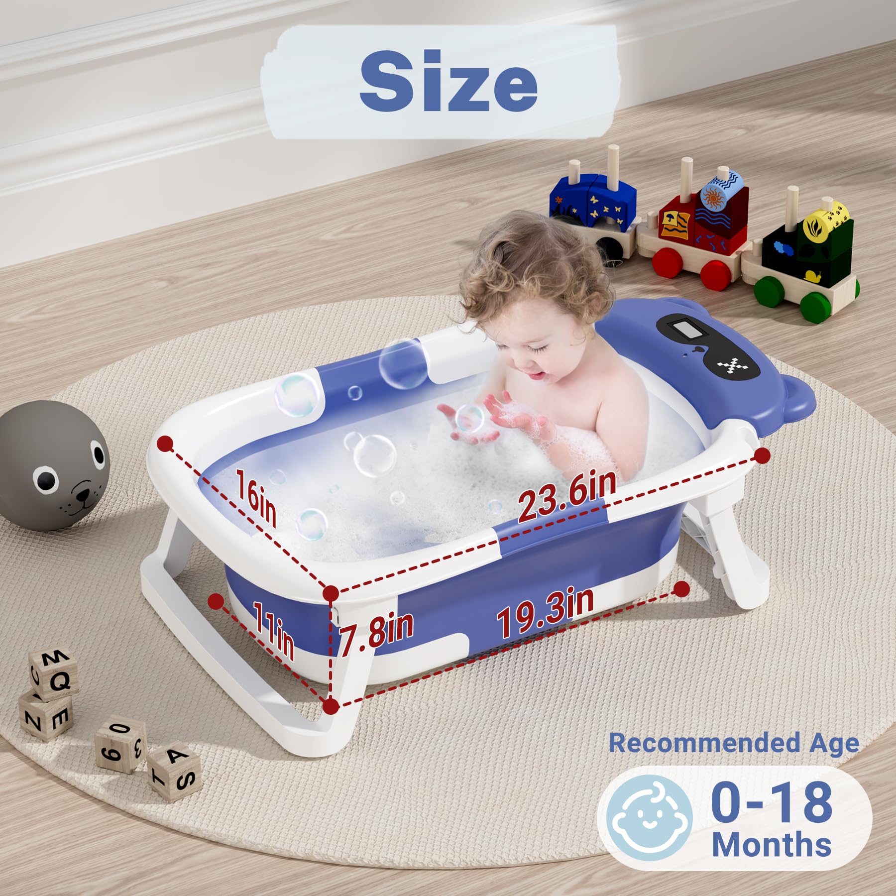 AVIDOR Baby Bathtub interior with soft cushion for gentle support