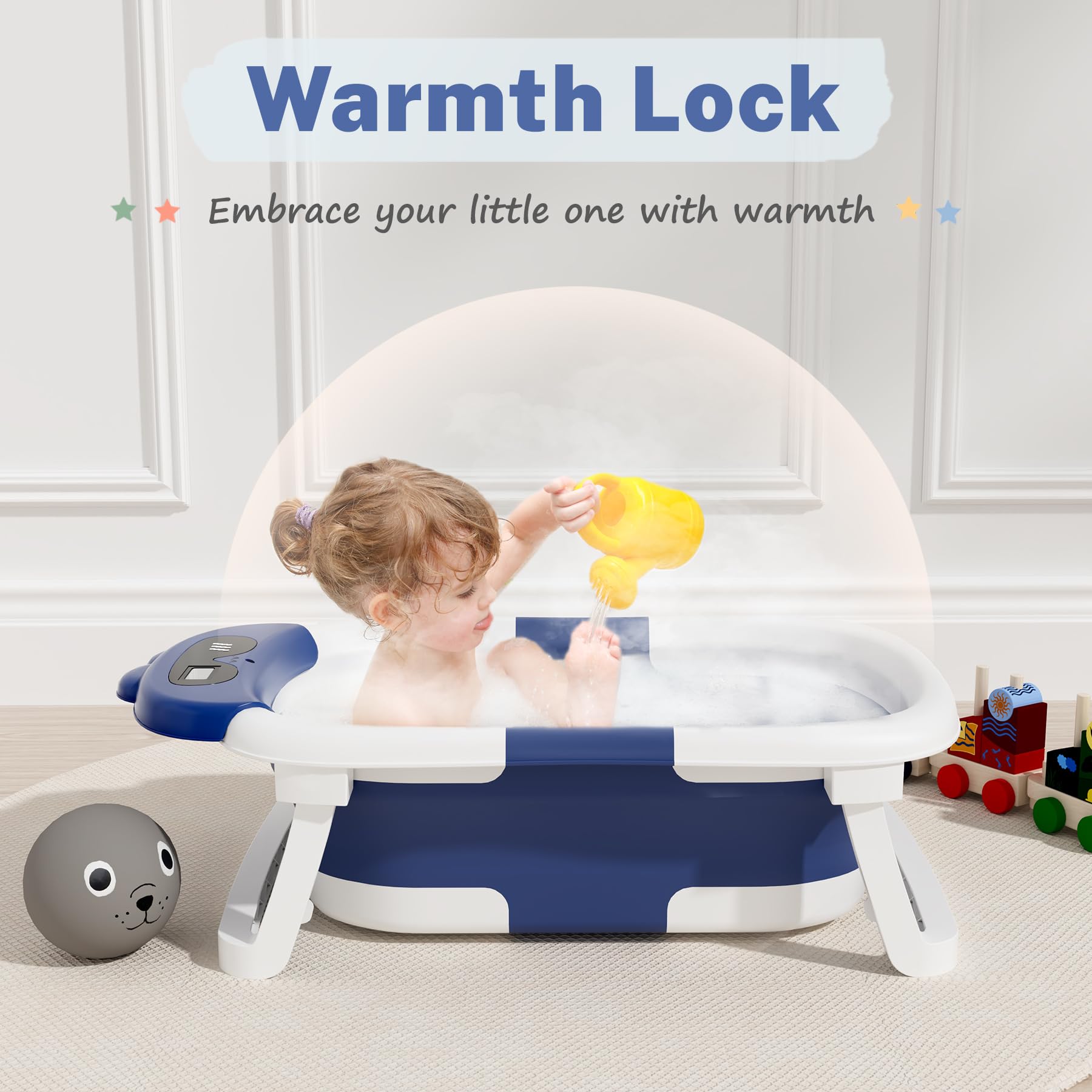 AVIDOR baby bathtub thermometer helps monitor comfortable water temperature.