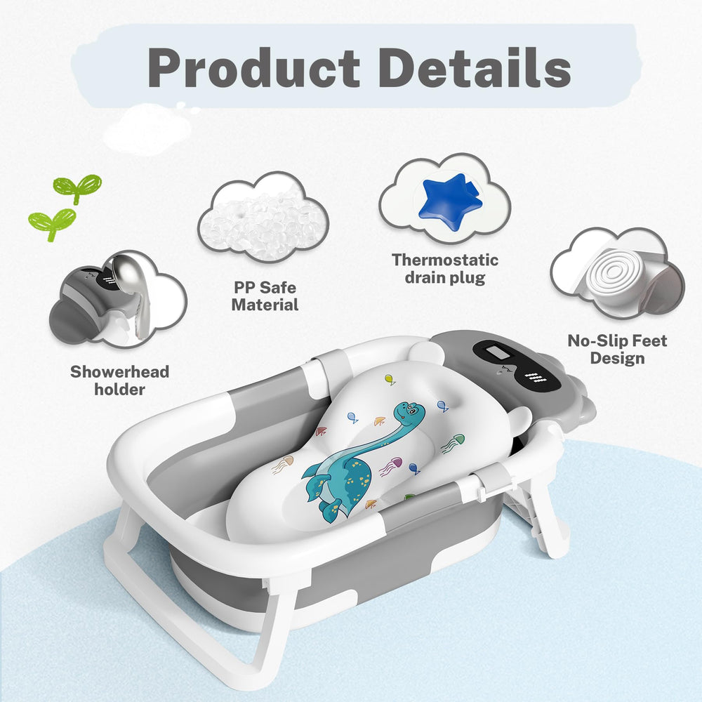 AVIDOR baby bathtub with water temperature dial helps parents keep bath water safe.