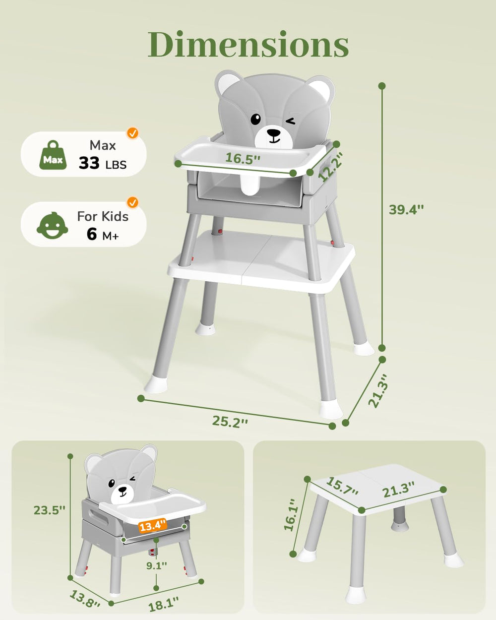 AVIDOR highchair tray adjustable feature enables comfortable feeding