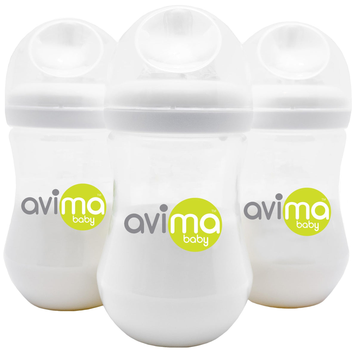 Avima baby bottle set with wide neck supports easy cleaning and comfortable feeds (3-6 months).