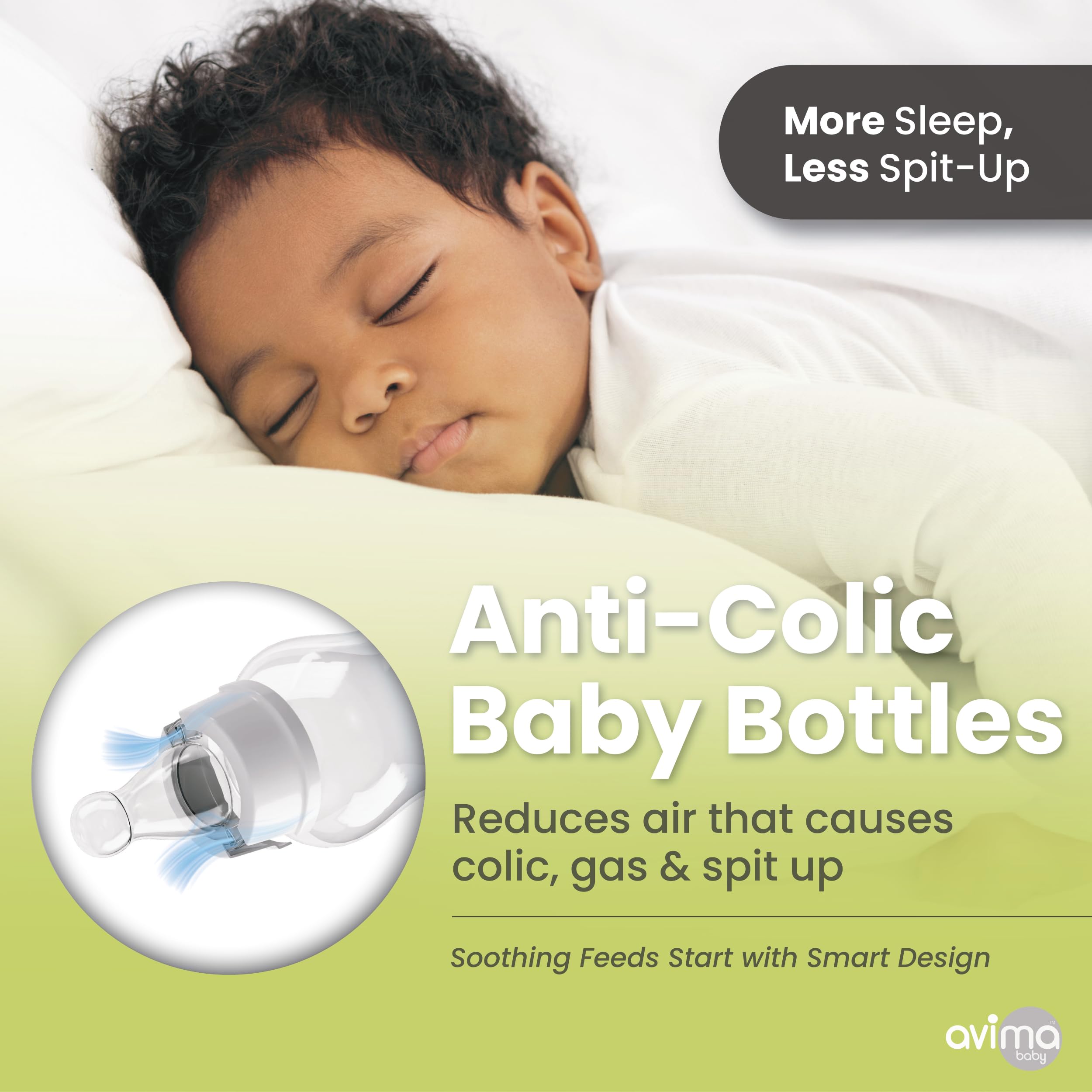 Avima Level 2 medium flow nipple supports baby’s feeding pace.